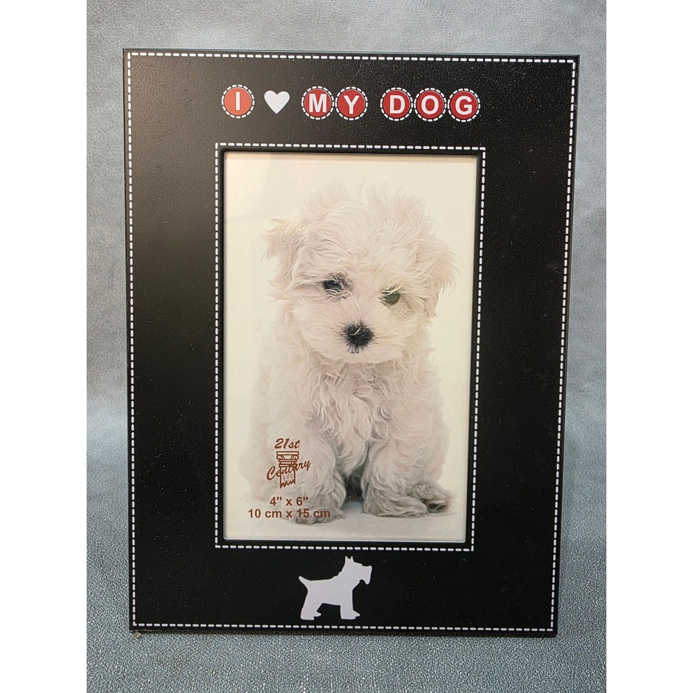I Love My Dog Picture Frame Black Wood 4x6 Photo Desktop Easel Back Decor